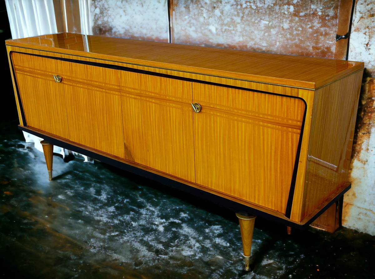 Exquisite French Mid Century Modern Sideboard Buffet Large 94.5