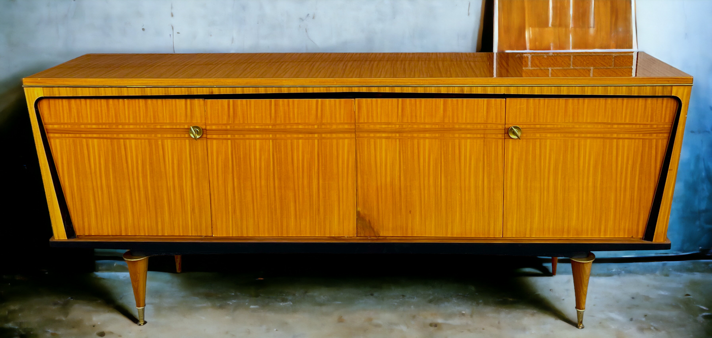 Exquisite French Mid Century Modern Sideboard Buffet Large 94.5"