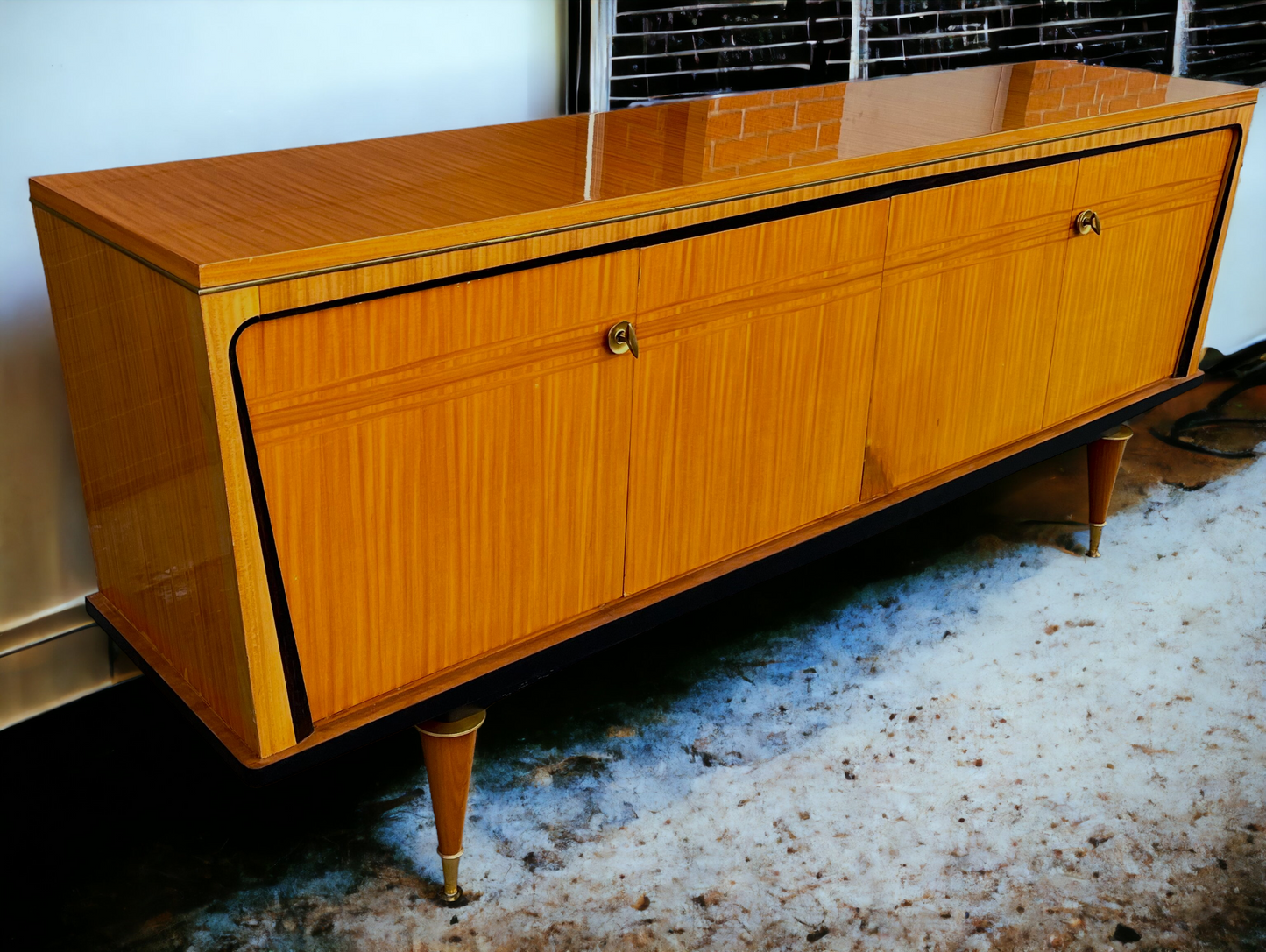 Exquisite French Mid Century Modern Sideboard Buffet Large 94.5"