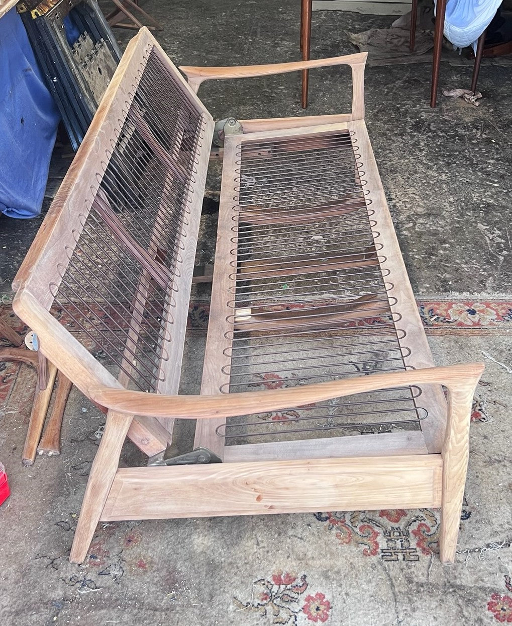 Deposit for REFINISHED Mid Century Modern Solid Walnut Sofa - Bed will get NEW CUSHIONS