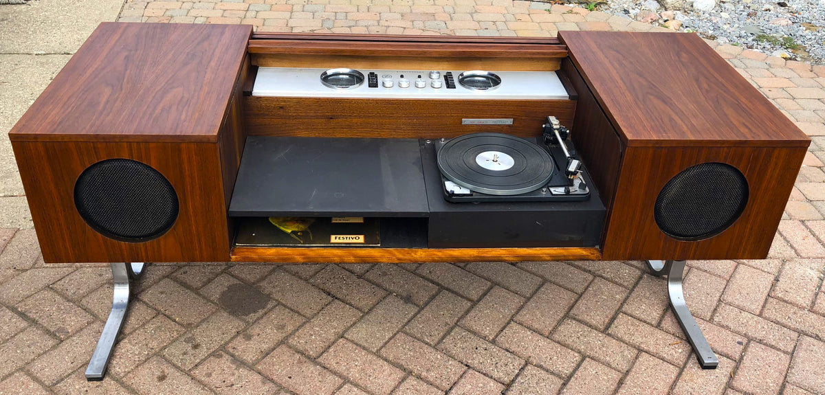 REFINISHED MCM Electrohome Circa 75 Model 701 Stereo Console Space Age Teak