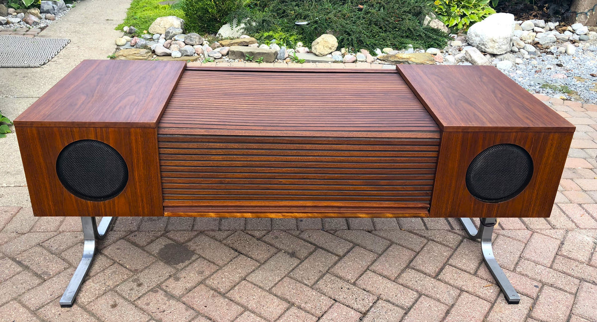 REFINISHED MCM Electrohome Circa 75 Model 701 Stereo Console Space Age Teak