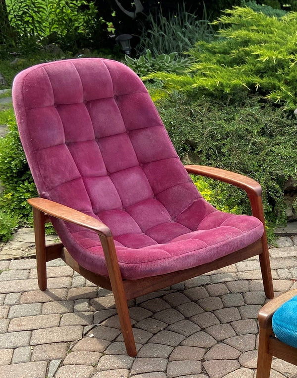 Reserved for C.A.***Will be REFINISHED REUPHOLSTERED MCM Teak Scoop Lounge Chair by Huber