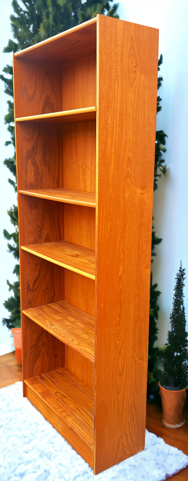 RESTORED Danish Mid Century Modern Teak Bookcase  H 76"