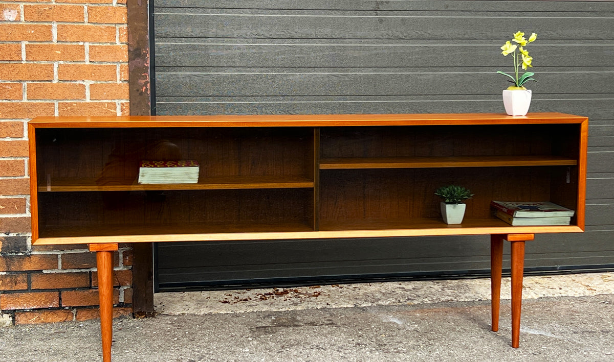 RESTORED Danish MCM Teak Display w Finished Back Narrow 72.75