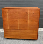 REFINISHED Danish MCM Teak Double Tambour Rolling Cabinet by DYRLUND 41.25