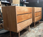 REFINISHED MCM Teak Queen Bed w Storage, Nightstands & 2 dressers by REFF 17