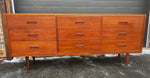 REFINISHED Mid Century Modern Teak Dresser w 9 Drawers 9
