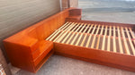 REFINISHED Danish MCM Teak Bed w Floating Nightstands Queen by Komfort 9