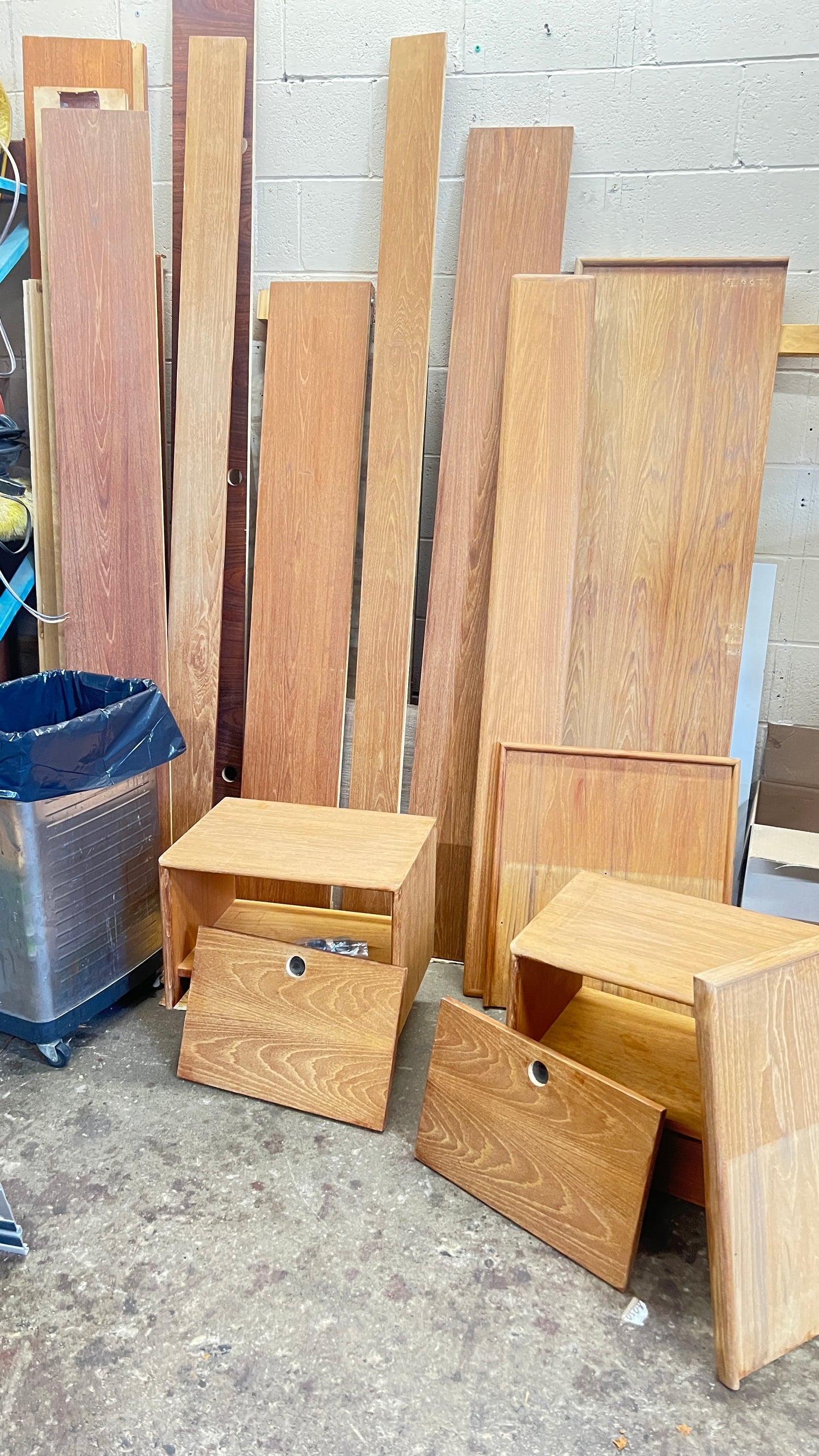 REFINISHED Mid Century Modern Teak Queen Bed w Nightstands, Dresser & Wardrobe