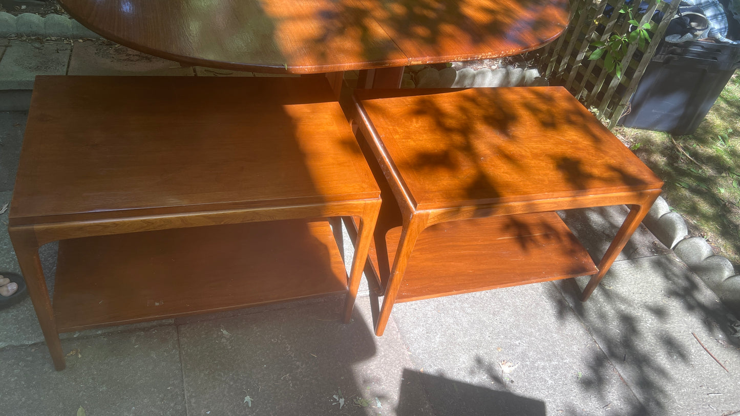 2 REFINISHED Mid Century Modern Walnut Accent Tables by Lane