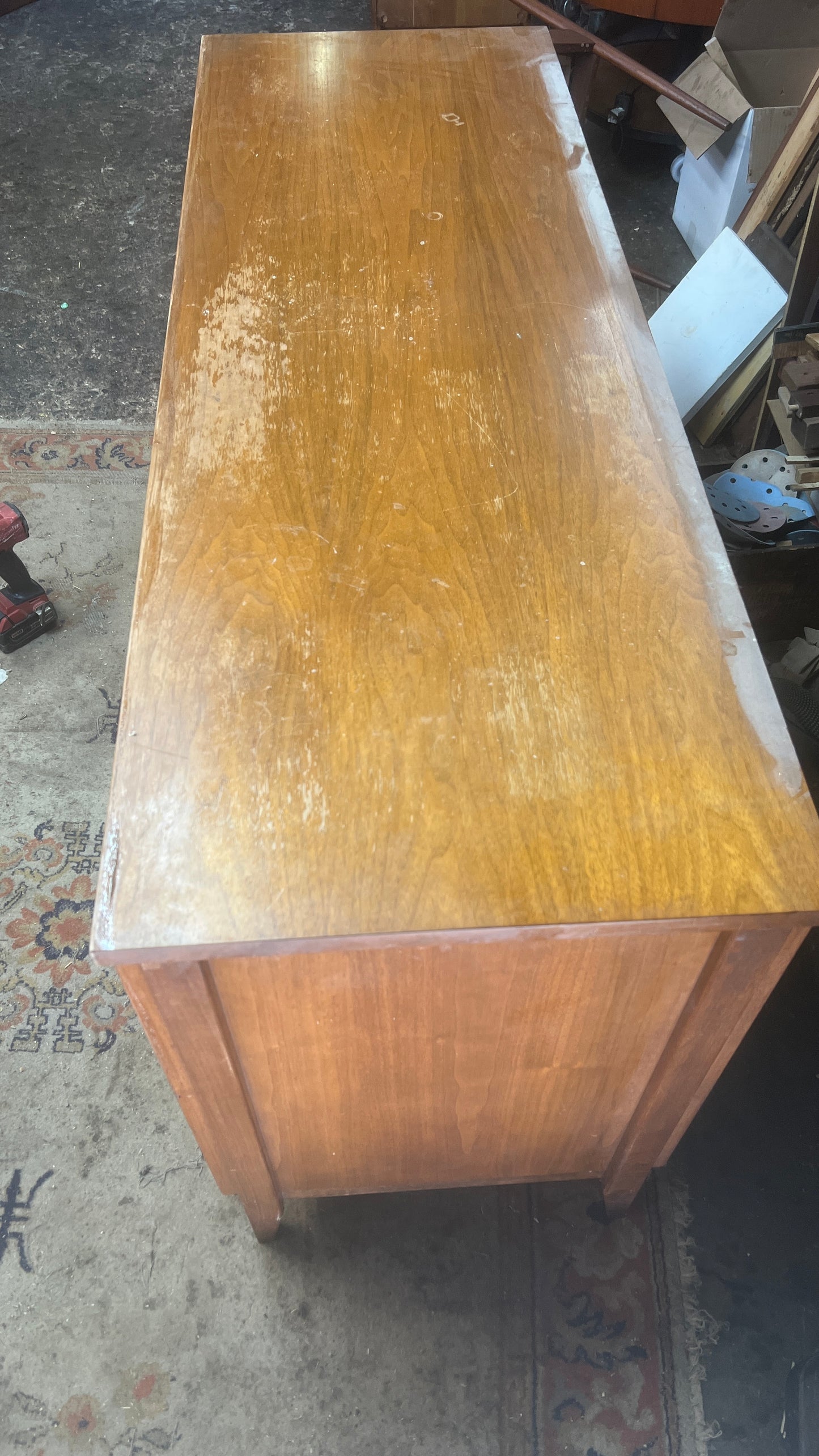REFINISHED Mid Century Modern Walnut Dresser 6 Drawers by Gibbard 58"