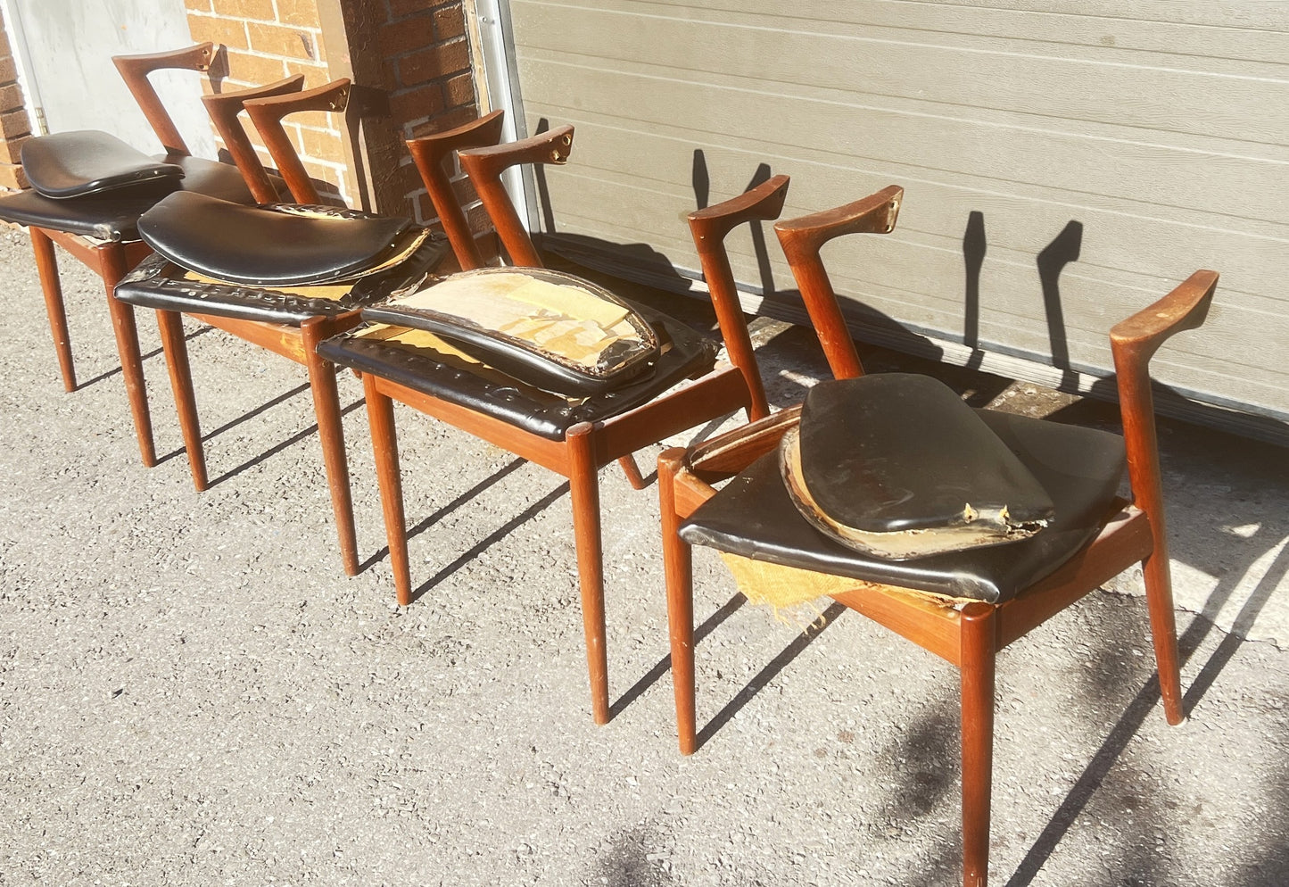 6 REFINISHED REUPHOLSTERED Danish MCM Teak Armchairs by Kai Kristiansen, Model 42