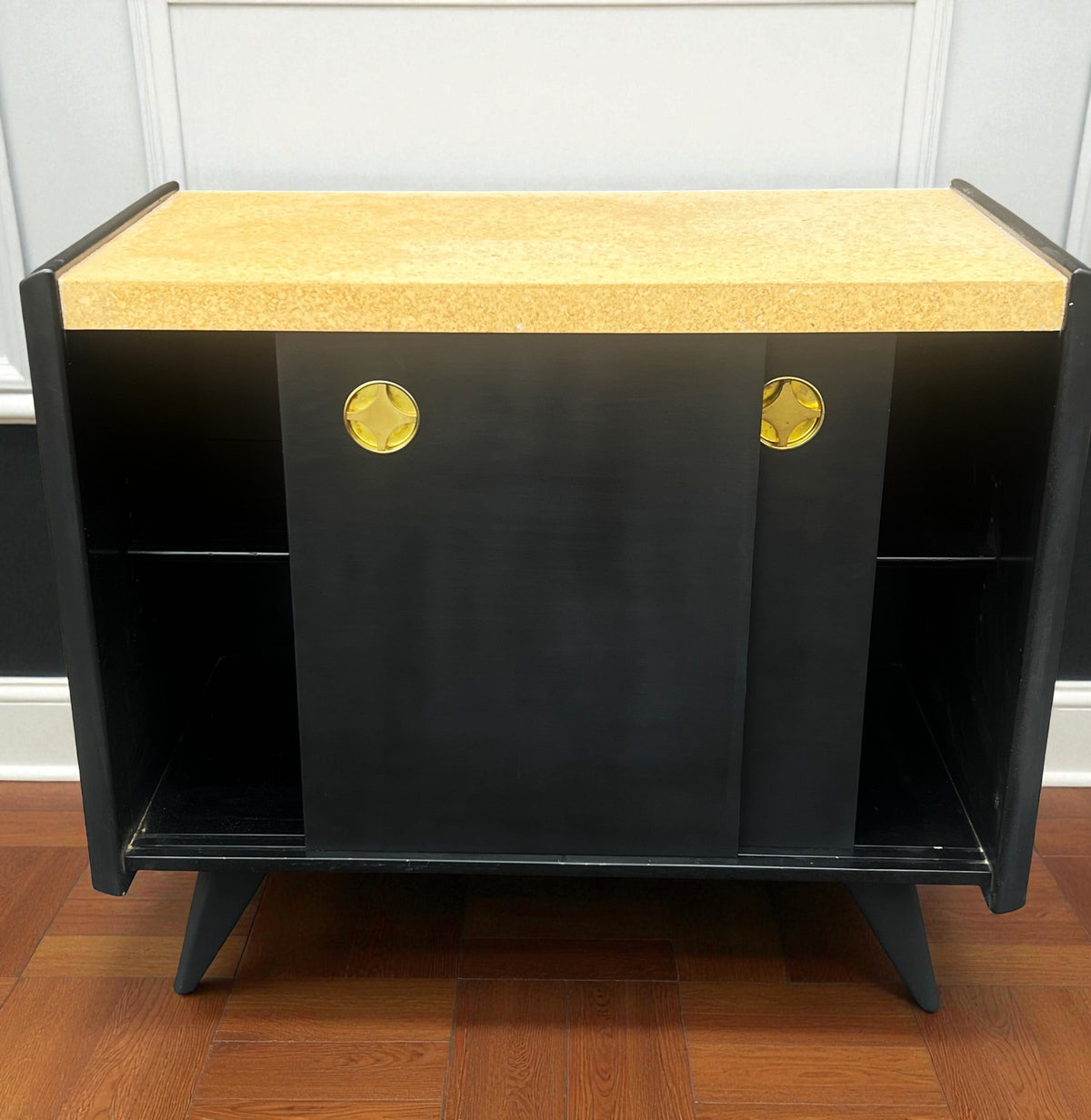 REFINISHED R. Spanner PASADENA Table, Buffet, Server w Cork Tops & 4 Chairs