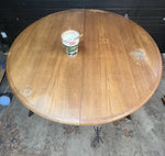 REFINISHED Danish MCM Teak Table Round w 2 Leaves by C.J. Rosengaarden 47