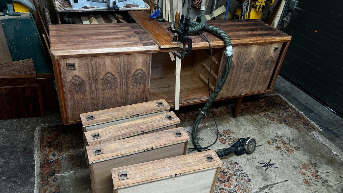 REFINISHED Danish Mid Century Modern Rosewood Sideboard 70