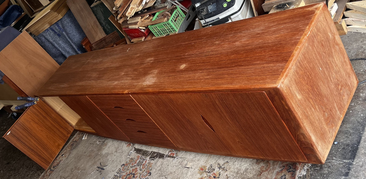 REFINISHED Danish MCM Teak Sideboard HB20 by J. Andersen for Hans Beech  94.5