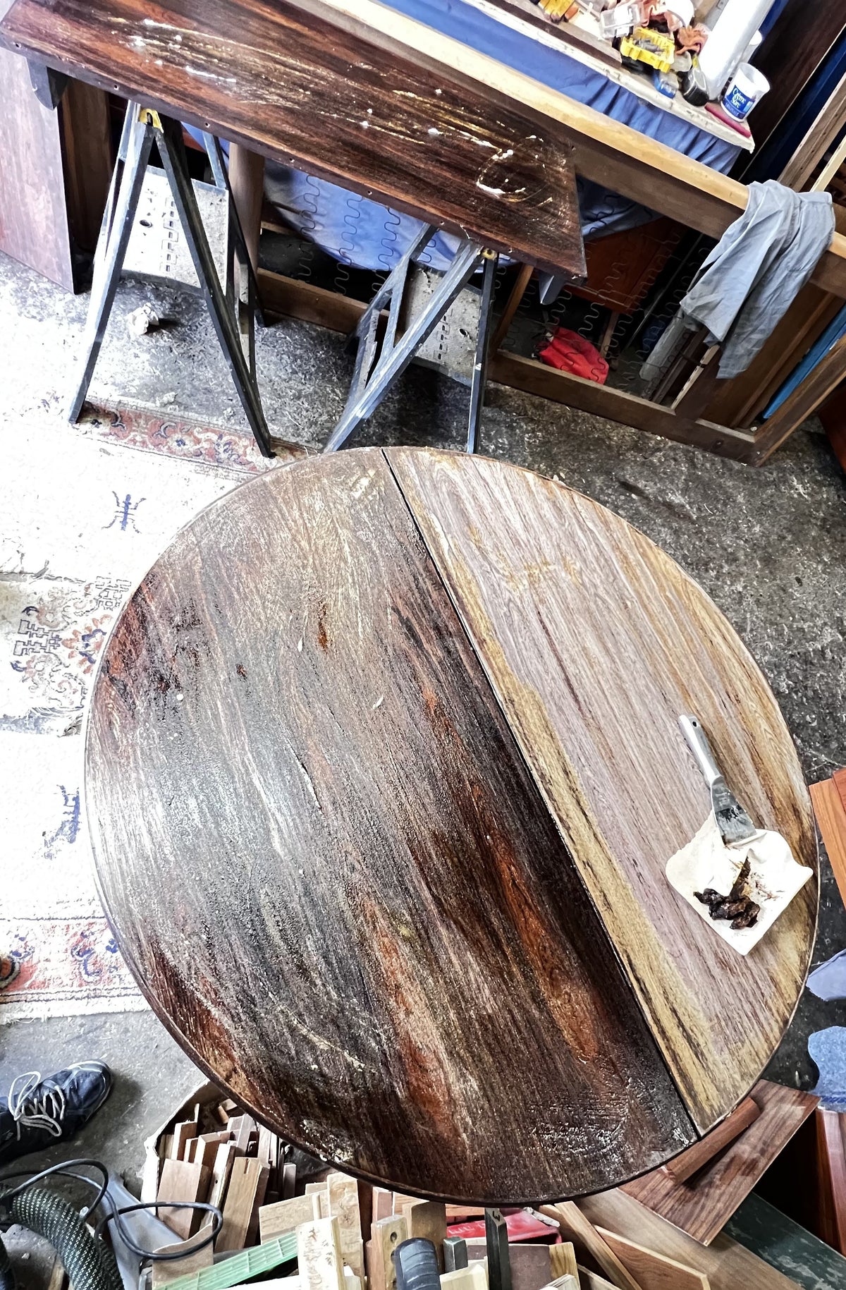 REFINISHED Danish MCM Rosewood Table Round w 2 Leaves by J.Andersen, 47