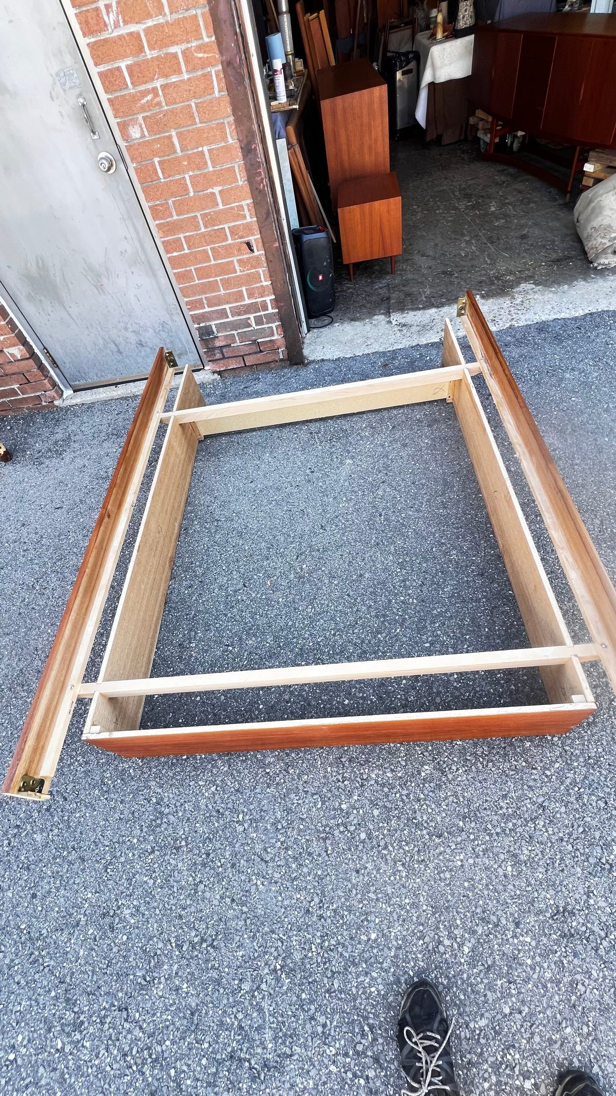 REFINISHED Mid Century Modern Teak Queen Bed w Nightstands & Dresser