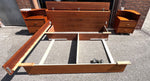 REFINISHED Mid Century Modern Teak King Bed w 2 Night Stands & Storage Drawers 9