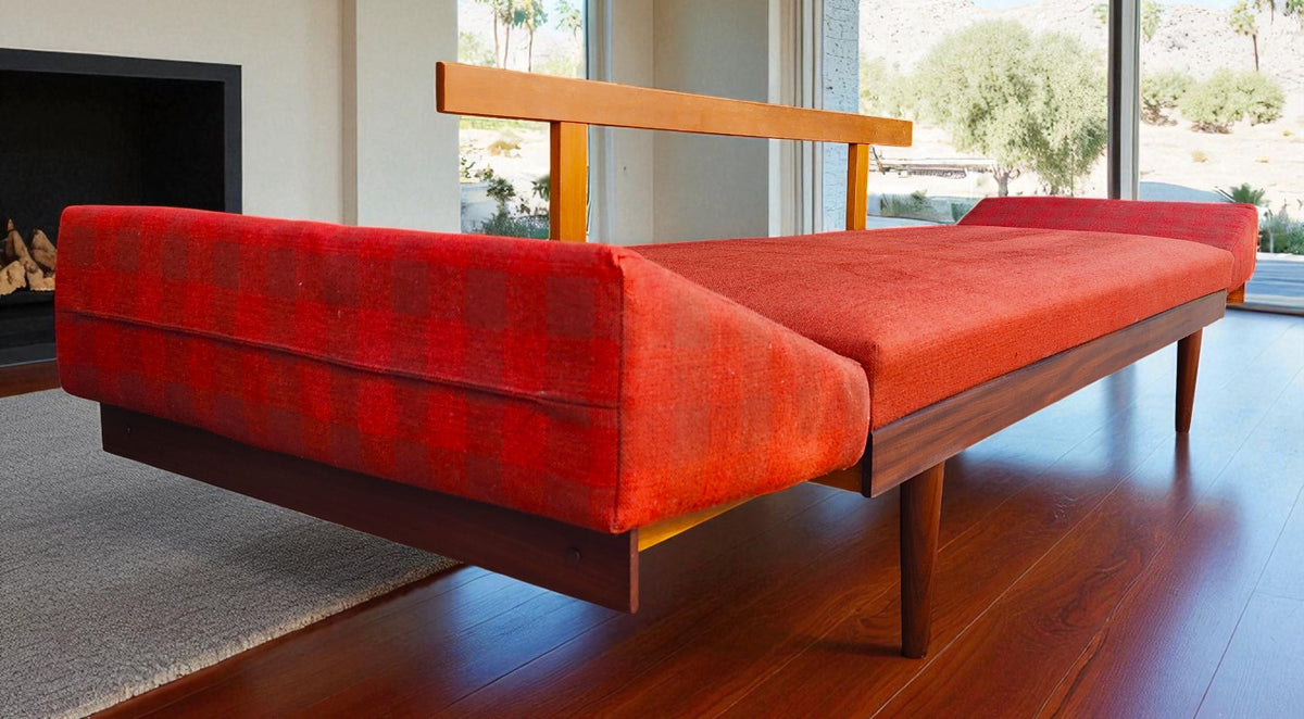 REFINISHED MCM Teak Svane Daybed by I. Relling w Pullout Side Tables