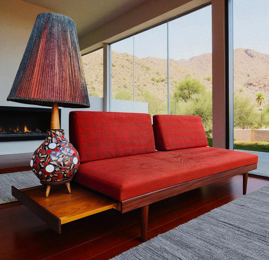REFINISHED MCM Teak Svane Daybed by I. Relling w Pullout Side Tables