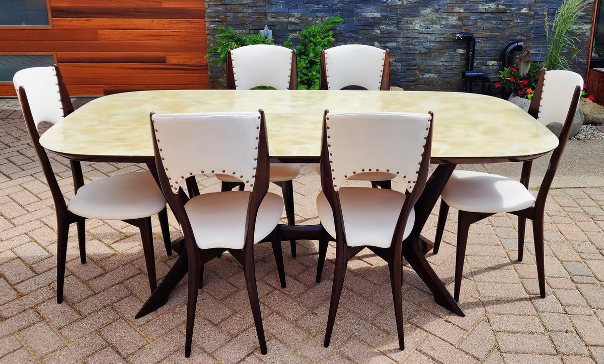 Italian Mid-Century Modern Dining Table & 6 Chairs by Carlo De Carli