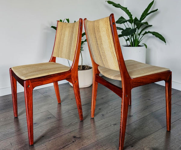 2 RESTORED Danish MCM Brazilian Rosewood Chairs by Johannes Andersen