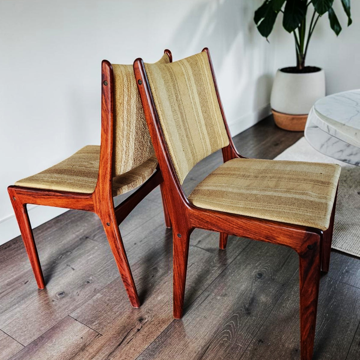 2 RESTORED Danish MCM Brazilian Rosewood Chairs by Johannes Andersen