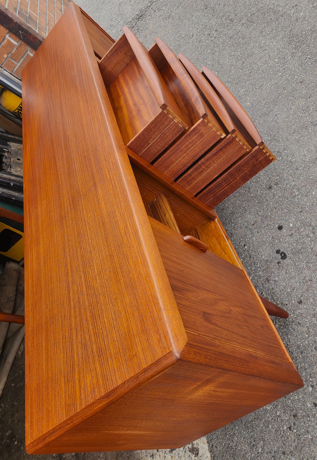 REFINISHED Danish Mid Century Modern Teak Tambour Credenza by Kofod Larsen 83