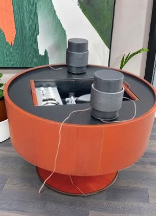 REFINISHED MCM Electrohome Circa 75 Model 703 Circular Stereo Console w Speakers