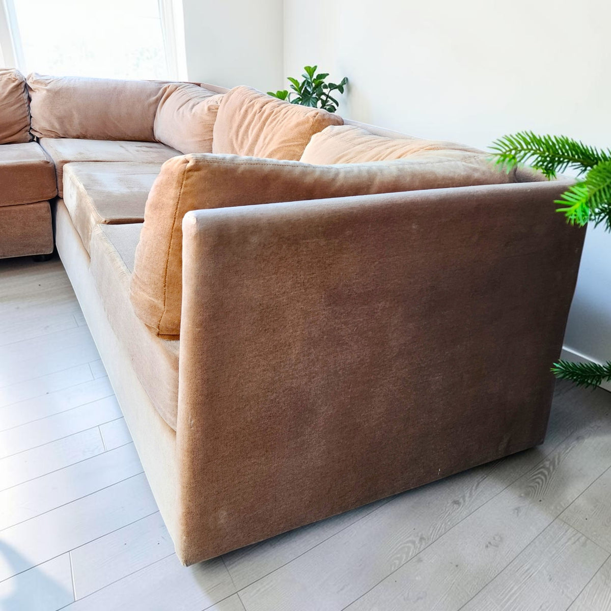 MCM Selig L-Shaped Sectional Sofa Playpen Style, Iconic Camel Velvet