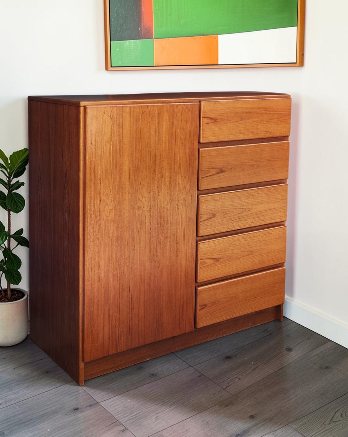 Mid Century Modern Teak Wardrobe or Gentleman's Chest 48