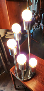 Mid Century Modern Sonneman Style Chrome Globe Waterfall Table Lamp 3
