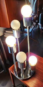 Mid Century Modern Sonneman Style Chrome Globe Waterfall Table Lamp 5