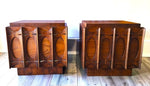 2 REFINISHED Mid Century Modern Walnut Brutalist Nightstands by Tobago 1