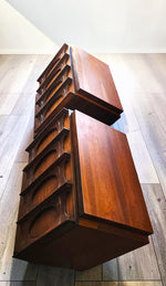 2 REFINISHED Mid Century Modern Walnut Brutalist Nightstands by Tobago 10