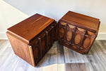 2 REFINISHED Mid Century Modern Walnut Brutalist Nightstands by Tobago 5