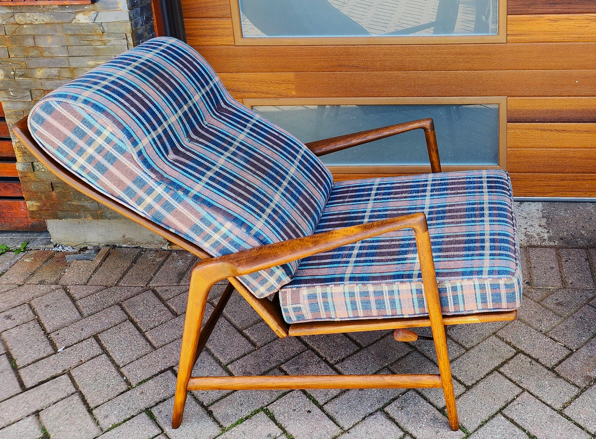 REFINISHED Danish MCM Walnut Lounge Chair Recliner & Ottoman by Ib Kofod Larsen for Selig