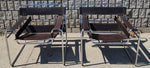 2 vintage Mid Century Modern Wassily chairs by Marcel Breuer for Knoll in brown leather 1
