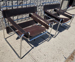 2 vintage Mid Century Modern Wassily chairs by Marcel Breuer for Knoll in brown leather 2