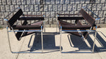 2 vintage Mid Century Modern Wassily chairs by Marcel Breuer for Knoll in brown leather 5