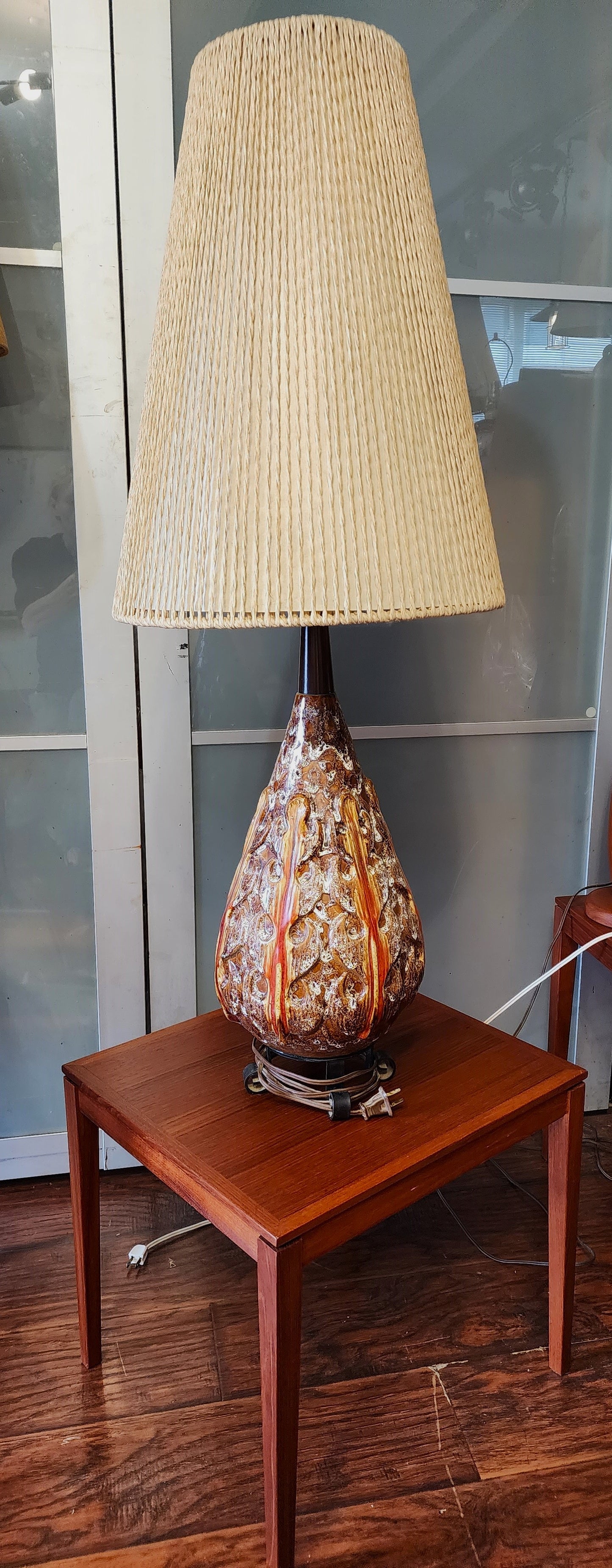 Mid Century Modern Pottery Lamp by Maurice Chalvignac 39.5"