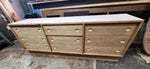 REFINISHED Mid Century Modern Teak & Chrome Dresser 9 Drawers, Low 6 ft 11