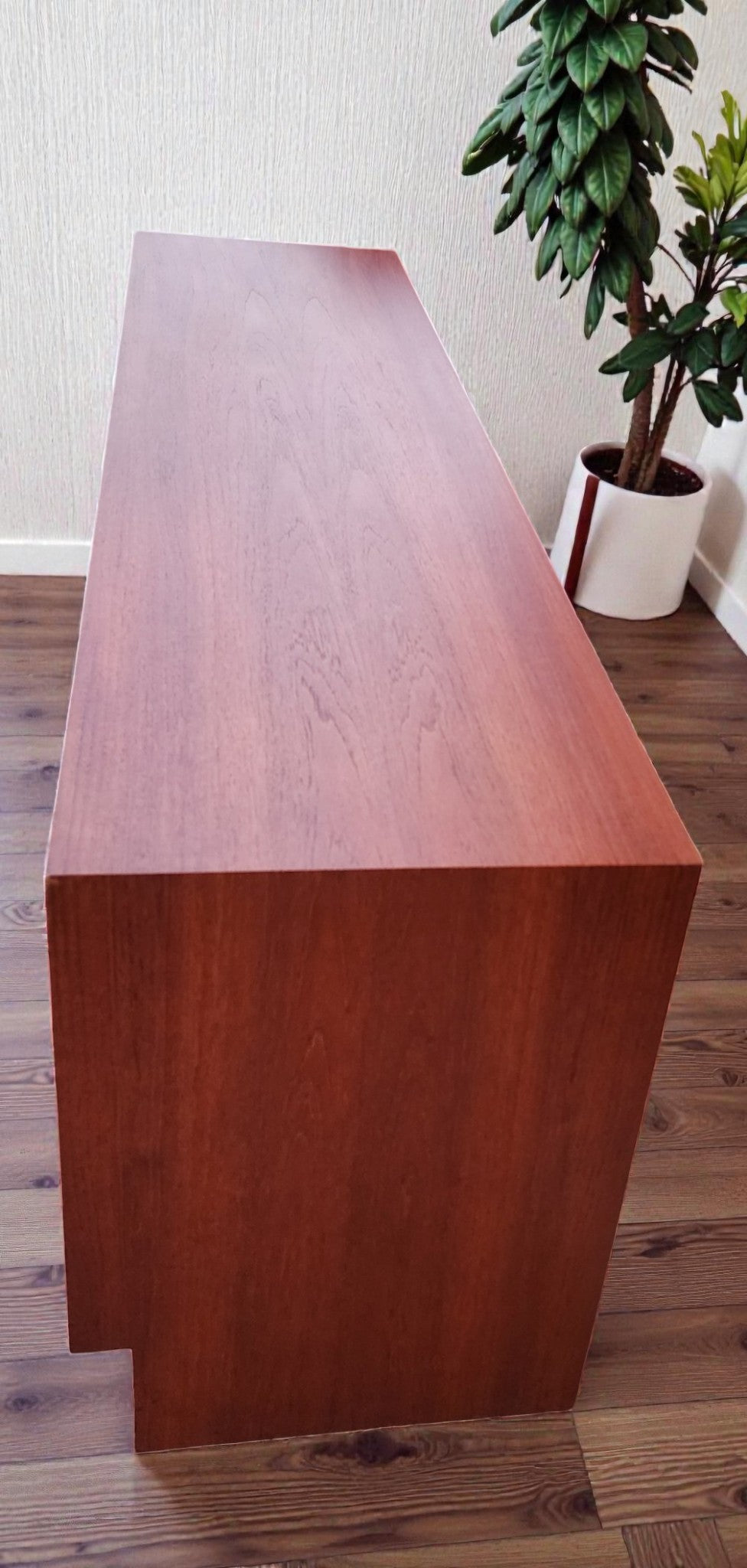 REFINISHED Mid Century Modern Teak & Chrome Dresser 9 Drawers, Low 6 ft