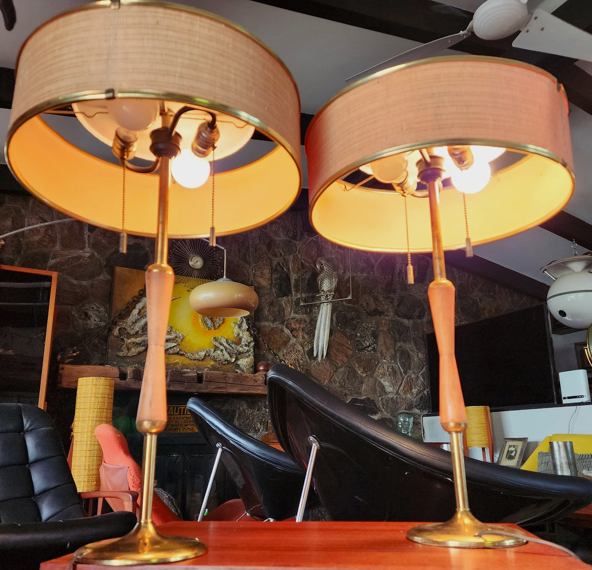 Set of 2 Mid Century Modern Table Lamps by Gerald Thurston for Lightolier