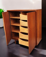 REFINISHED Mid Century Modern Teak Compact Wardrobe or Tall Dresser 2