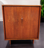 REFINISHED Mid Century Modern Teak Compact Wardrobe or Tall Dresser 1