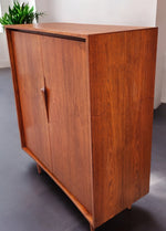 REFINISHED Mid Century Modern Teak Compact Wardrobe or Tall Dresser 3