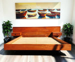 REFINISHED MCM Teak Bed w Floating Nightstands & Drawers Queen by REFF 2
